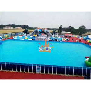 Tobogán de tiburón grande, Parque Acuático inflable comercial, marco de metal, piscina extraíble de acero, nuevo - Product Image 3