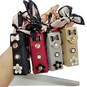 Factory Wholesale HM Fashion Mini Bow Lipstick-shaped PU Leather Eco-Friendly Washable Car <b>Keychain</b> Charm Women Handbag - Product Image 1