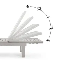 Chaise longue d'extérieur avec dossier réglable sur 5 niveaux et porte-gobelet dissimulé, chaises longues de patio en résine PP imperméables