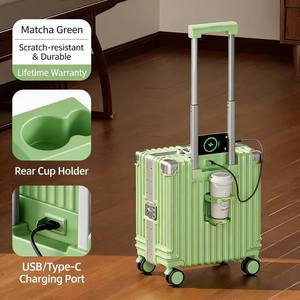 Valise à roulettes unisexe de 18 pouces, 4 roues, moderne, en ABS+PC, approuvée par les compagnies aériennes, avec serrure à combinaison TSA - Product Image 1
