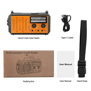 רדיו סולארי רב תכליתי עם פנס, עשוי פלסטיק, סוללת גיבוי 10000mAh, תחומי AM/FM/SW, הפעלה ידנית וסולארית - Product Image 6