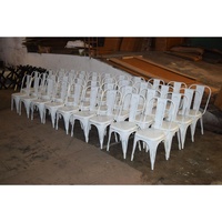 Chaises de salle à manger vintage en métal blanc, structure en fer, style industriel, finition vieillie, légères, économiques, pour la maison et le bureau
