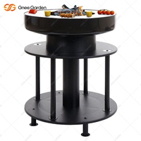 Barbecue moderne haut de gamme en acier Corten noir avec foyer et rangement pour bûches, certifié CE, allumage automatique, revêtement poudré, toutes saisons