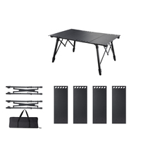 Table de camping pliable compacte multifonctionnelle en aluminium avec ailes extensibles