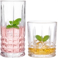 Ensemble de verres à boire vintage, 12 verres à cocktail |   6 verres highball 6 rocks 12/10 oz pour whisky/cocktails/eau/jus