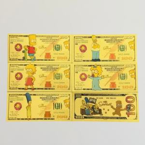 Billet de banque en feuille d'or The Simpsons, monnaie commémorative d'anime <span class=keywords><strong>américain</strong></span>, 100 $ plaqué or 24 carats - Product Image 1