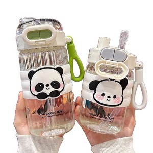 Cute Animal Glass Water Cup With Straw And Lid Portable For Kids Students Back To School Spring 2024 - Product Image 5
