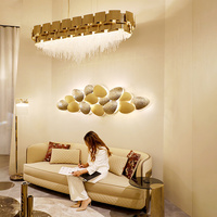 Lustre en cristal rectangulaire long à cascade, cadre doré de luxe, luminaire suspendu pour grande table à manger, restaurant, hôtel, salon