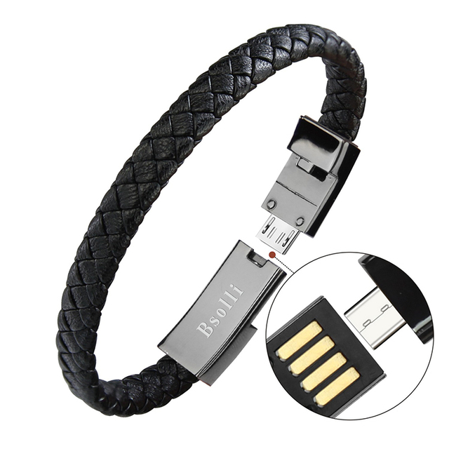 Charging Bracelet Cable Bracelet Charging Cable for Smart Phone Leather Bracelet