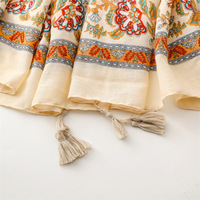 Haute qualité nouvelle fantaisie fleur imprimé coton foulards plage châles femmes Style ethnique imprimé fleuri Viscose écharpe musulman Hijabs
