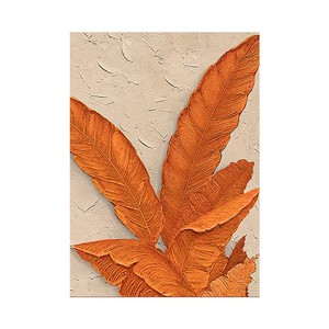 Hand Painted Oil Painting Orange Leaves Art <b>Canvas</b> <b>Wall</b> Decor For Living Room Entryway Modern Minimalist Style Rectangle Beige - Product Image 5