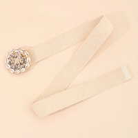 Nouvelle ceinture personnalisée à boucle ronde pour les vacances, décontractée, décorative pour robe, ceinture élastique tressée en paille de raphia pour femme, idéale pour la plage