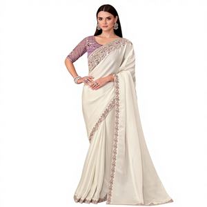 ผ้าส่าหรีดีไซน์ดั้งเดิมสำหรับผู้หญิง ยี่ห้อ Noor Jahan ผลิตจากผ้าไหม P.V. ซึมซับความชื้น ไม่ยับง่าย เหมาะสำหรับงานแต่งงาน/งานเลี้ยงในฤดูหนาว และทุกโอกาส - Product Image 1