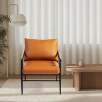 Fauteuil moderne en cuir artificiel orange pour le salon et la salle à manger Chaises de salle à manger Fauteuil canapé en simili cuir artificiel
