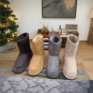 Bottes de neige d'hiver mi-mollet pour femmes confortables en daim doux anti-glissantes chaudes doublées bottines moelleuses pour femmes - Product Image 2