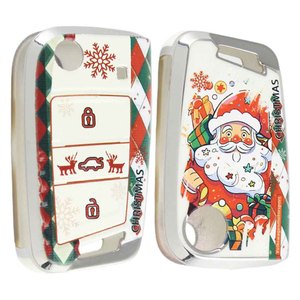 Housse de clé de voiture Huanyue Père Noël, personnalisation sur mesure, compatible avec les modèles Volkswagen, Dacia, Wuling et Baojun, mignonne - Product Image 1