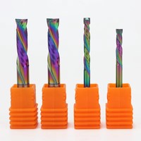 Fresa Espiral de Compresión de 2 Filos (Corte Arriba y Abajo) de Carburo Sólido, Sin Residuos, para CNC, para Madera Contrachapada y Tablero de Melamina