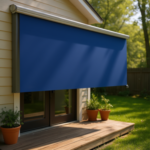 Auvent latéral rétractable bleu 31,5x118,1 po, abri extérieur mural à commande manuelle, cadre en aluminium, toile en polyester - Product Image 2