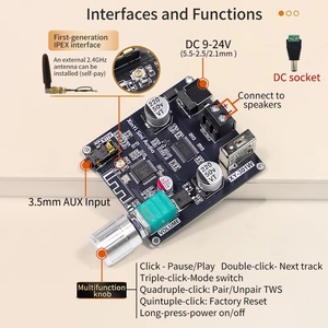 BSSY)XY-301W Монофоническая цифровая аудиоплата-усилитель 30 Вт с Bluetooth, TWS (True Wireless Stereo) для колонок, поддержка 9-24В, управление через приложение - Product Image 2