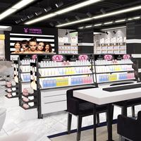 Moderno Exhibidor de Cosméticos Pequeño de Color Blanco con Diseño Ecológico para Tiendas de Belleza