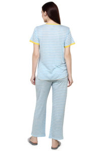 Conjunto de ropa de manga larga para mujer, conjunto de ropa de salón con estampado a rayas y botones, para todo el día - Product Image 2