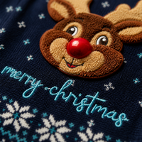 Pull en tricot doux et respirant pour homme, personnalisé ODM/OEM, avec motif flocon de neige, cœur et renne, idéal pour Noël, avec logo frontal
