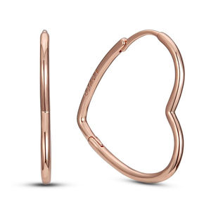 Pendientes de aro grandes de alta calidad para mujer, logotipo Original, corazón de oro rosa para regalos de cumpleaños, ropa de fiesta - Product Image 1