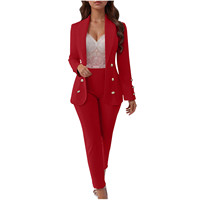 Ensemble deux pièces élégant pour femme : veste de costume d'affaires à revers et boutons, coupe ajustée, pantalon de qualité supérieure – Collection Automne 2026