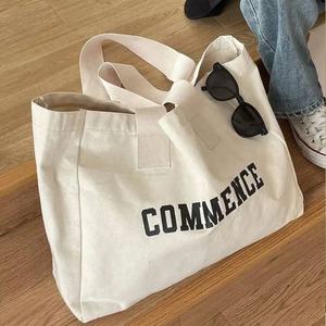 Sac fourre-tout réutilisable en toile de coton de taille extra grande surdimensionnée avec logo imprimé pour épicerie Meilleures ventes - Product Image 3