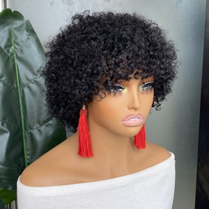 Salvietta vergine grezza a buon mercato all'ingrosso 100% capelli umani naturale nero crespo ricci afro ricci regolare bang <span class=keywords><strong>parrucca</strong></span> 6 pollici - Product Image 3