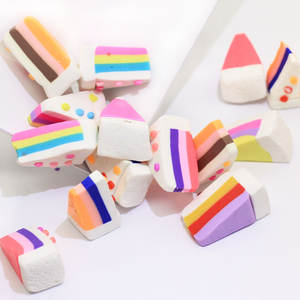 Kawaii 3D arc-<span class=keywords><strong>en</strong></span>-ciel Triangle gâteau polymère argile alimentaire Figurine pour bricolage artisanat faisant Slime bricolage jouets gâteau breloques - Product Image 5
