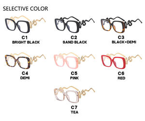 2025 à la mode Style Anti-lumière bleue miroir plat forme de serpent PC métal Temple cadre <span class=keywords><strong>lunettes</strong></span> équipées de <span class=keywords><strong>Correction</strong></span> de la myopie - Product Image 4