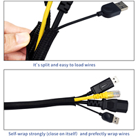 Funda trenzada autoenrollable para cables, protector de cables, aislante de cables negro, E-Cactus D16mm, 1 metro