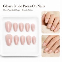 YD58 Kaixin Faux Ongles à Presser Rose Nude Doux, Forme Amande, Couverture Complète, Surface Brillante, Finition Naturelle, Ongles Roses