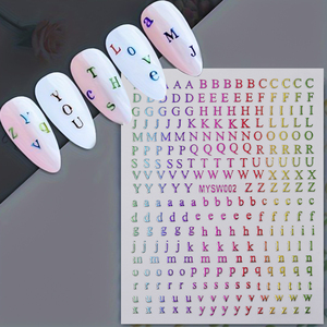 Autocollants pour ongles multicolores alphabet A-Z, autocollants 3D lumineux autocollants pour nail art, scrapbooking, décoration de coque de téléphone - Product Image 5