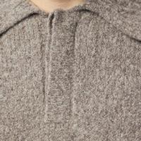 Pull Polo Homme Oversize en Laine Mérinos Premium de Luxe, Tricoté Effet Duveteux Avoine avec Coutures apparentes, Chaud pour l'Hiver
