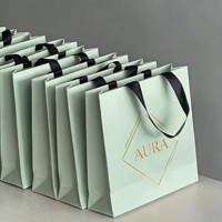 Sac en papier kraft ivoire 230 g/m² avec logo personnalisé, sac de shopping recyclable pour vêtements, chaussures, usage quotidien