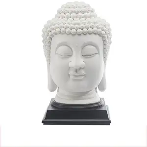 Figura de Buda Feng Shui de diseño Simple, artesanía de recuerdo, Cabeza de Buda antigua, ornamento para sala de estar, Cabeza de Buda de porcelana blanca, decoración del hogar