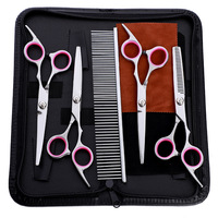 Kit de tesouras para animais de estimação, tesoura profissional 5 peças para cão e gato, para cabelo