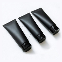 Tube de compression de gel de lotion vide en PE noir mat doux au toucher 100g 100ml 240ml avec couvercles à rabat noir mat