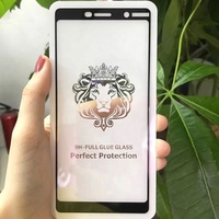 Protecteur d'écran en verre trempé 9H pour iPhone 11 12 13 Mini 14 Plus 15 Pro Max Lion Full Glue Mobile Glass Design