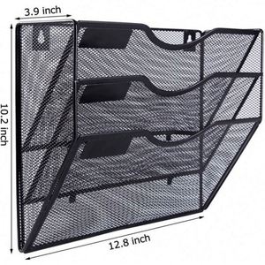 Metal 3 Tier Mesh Hanging Folder <b>Organizer</b> Wall Mount Magazine Rack Wall <b>File</b> <b>Organizer</b> - Product Image 3