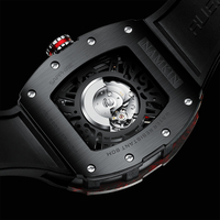 Reloj Mecánico Tonneau con Caja de Fibra de Carbono de 42 mm y Logotipo Personalizado, Correa de Goma FKM, Reloj de Pulsera Deportivo Automático de Lujo para Hombre NH05