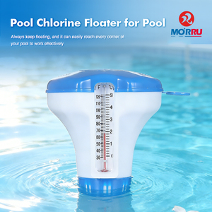 PP Floating Pool <strong>Chlorine</strong> Dispenser With Built-in Thermometer 250g Capacity Hygienic Tweezer Loading Pool Chemical Feeder - Product Image 1
