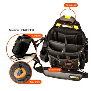 Ceinture porte-outils BSCI avec sangle réglable, grande pochette à outils pour charpentier avec porte-marteau - Product Image 1