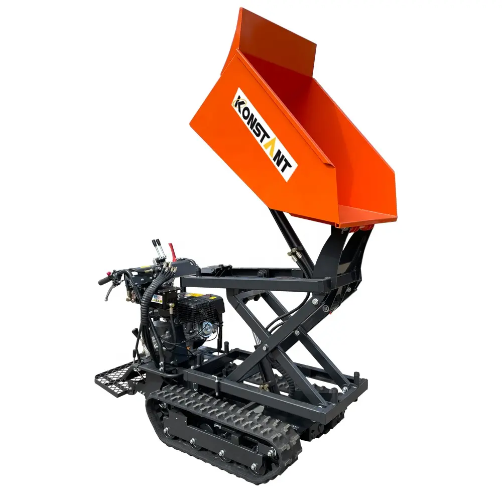 Konstant ISO9001 Gecertificeerd Benzine Dieselmotor Kipper Hoge Tip Dumper Mini Crawler Dumper Truck 500Kg