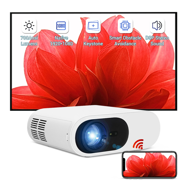 Hotack Mini Projector LED Video Home Theater 1080P Full HD Beamer Smart Portable Projector