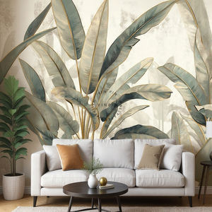 Carta da parati classica della pianta verde della foglia della Banana Beige per la decorazione della parete dell'hotel e della casa - Product Image 4