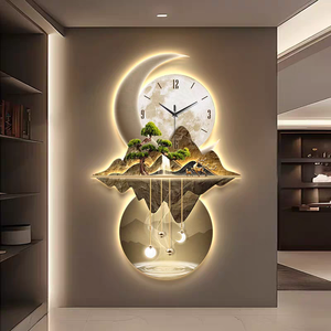 Cuadro Decorativo de Paisaje con Ciervos, Arte Mural de Porcelana de Cristal con Diamantes, Decoración de Pared para el Hogar con Luces LED - Product Image 1