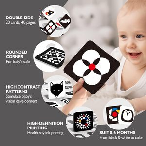 Tarjetas de Aprendizaje Sensorial de Doble Cara para Bebés, Juguetes Educativos para el Desarrollo Cerebral de Recién Nacidos - Product Image 3